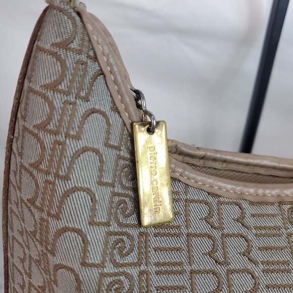 Pierre Cardin Tan Shoulder Bag Double Handle Zip Closer Geometric One Size - Picture 16 of 16